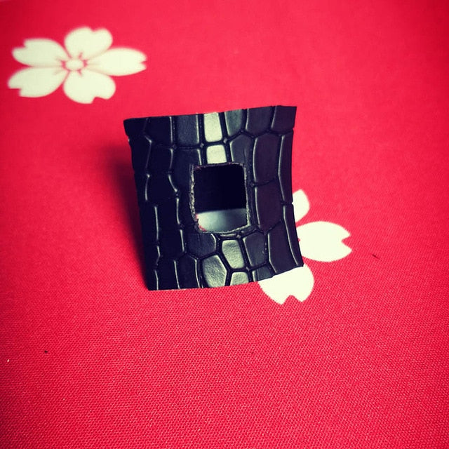 Designer Black Leather Vintage Wrap 2-Snap Cuff Bracelet