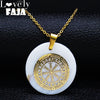 Helm of Awe Viking Protection & Runes White Shell & Stainless Steel 3 Colors w/ 20" Necklace