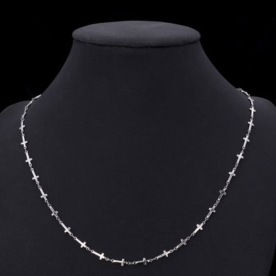 Cross Link Retro Stainless Steel Silver 22.5" Necklace