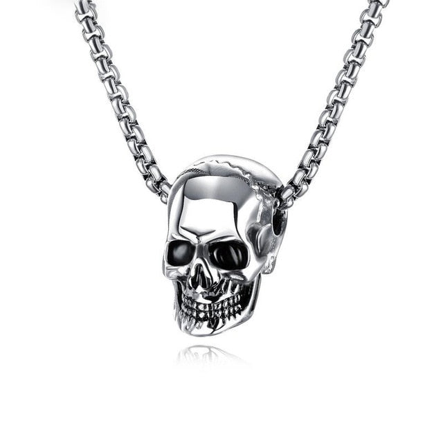 Skull Pendant 1" Stainless Steel 3 Colors w/ 21" Necklace