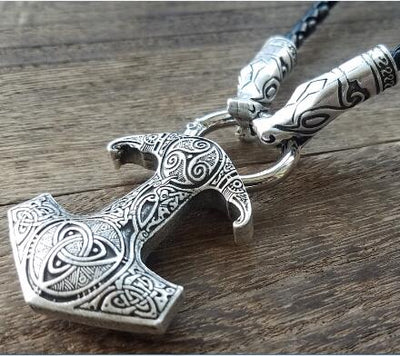 Norse Viking Thor's Hammer Mjolnir Pendant Zinc Wolf Necklace 4 Colors