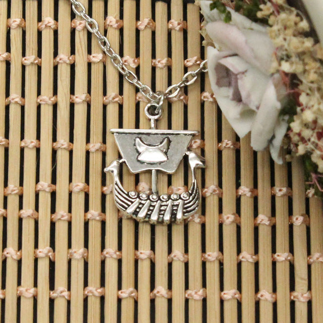 Viking Longboat Antiqued Silver Alloy Pendants w/ Necklace 16"-35" Unisex
