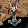 Sleek Raven Thor's Hammer Silver Stainless Steel Pendant or w/ 24" Necklace