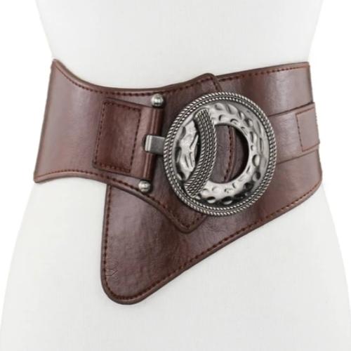 Camel Large Western Belt In Vintage Calfskin - Designer Belts for Women