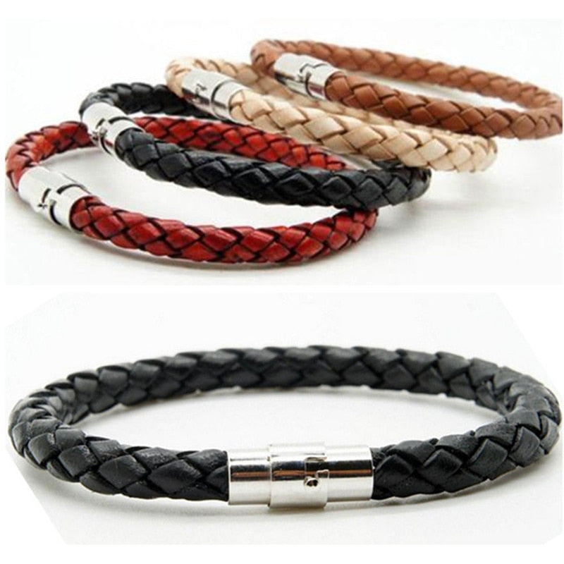 Braided Leather Bracelet 15 Colors Magnetic Closure Unisex