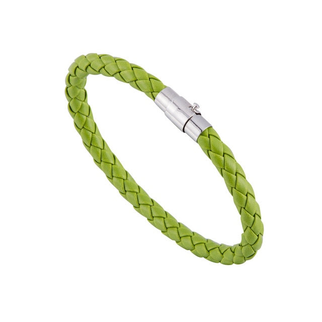 Braided Leather Bracelet 15 Colors Magnetic Closure Unisex