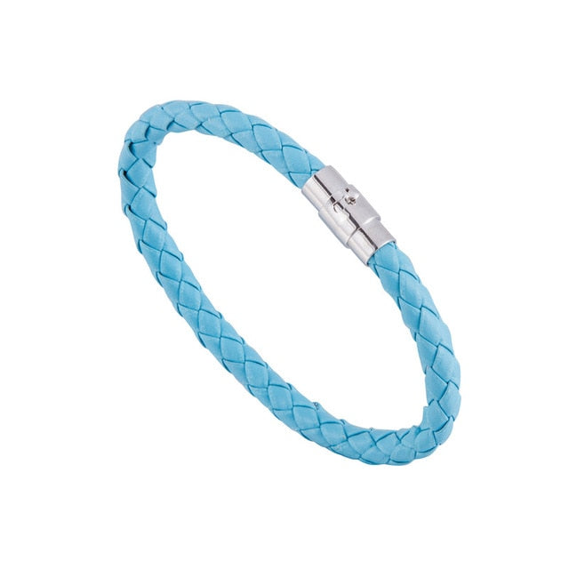 Braided Leather Bracelet 15 Colors Magnetic Closure Unisex