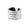 Happiness Depends Upon Ourselves Stainless Steel Ring