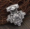 Odin's Raven Artistic Thor Hammer Stainless Steel Pendant 24" Silver Necklace
