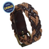 Real Leather & Braided Hemp Rope Bracelet 8"