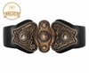 Medieval Relic Buckle Black Stretch Wide Belt Sizes (S) (M) (L)