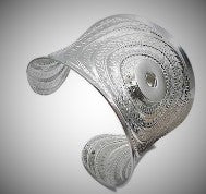 Elegant Vintage Snap Button Cuff 18/20 mm Silver Snap Button