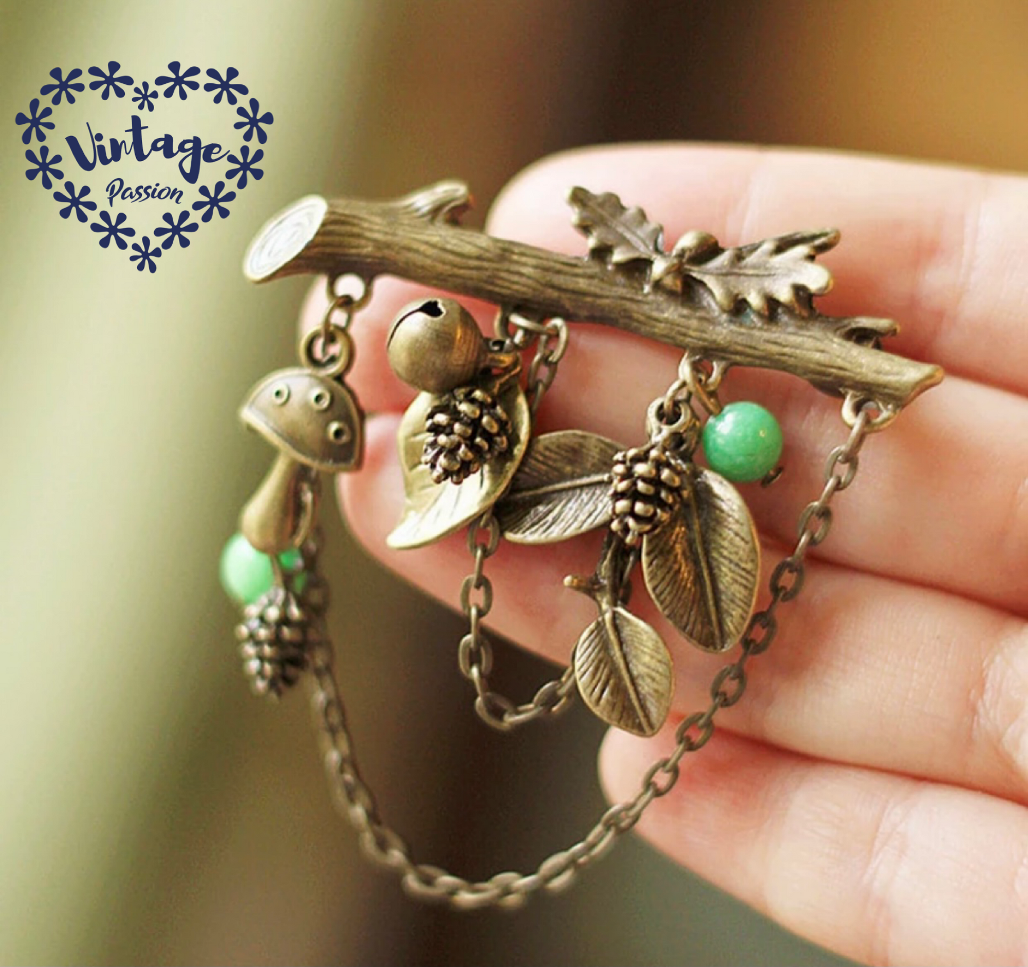 Vintage Tree Branch Antique Gold 1.8" Brooch