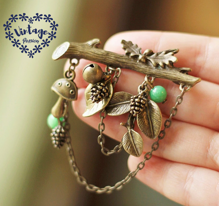 Vintage Tree Branch Antique Gold 1.8" Brooch