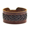 Viking Braided Black or Brown Leather Large Bracelet Adjust Unisex
