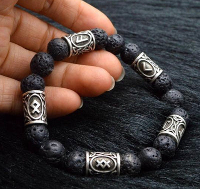 Viking/Norse Volcano Lava Copper or Silver Zinc Rune Beads