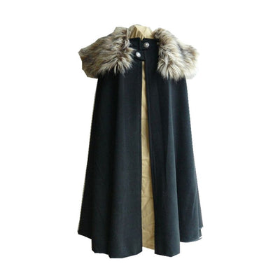 Vikings Vintage Black Blue Brown Gray or Navy Cape Polyester w/ Fur Collar Cloak