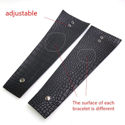 Designer Black Leather Vintage Wrap 2-Snap Cuff Bracelet