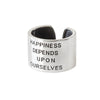 Happiness Depends Upon Ourselves Silver Ring 925 Sterling  Adjusts