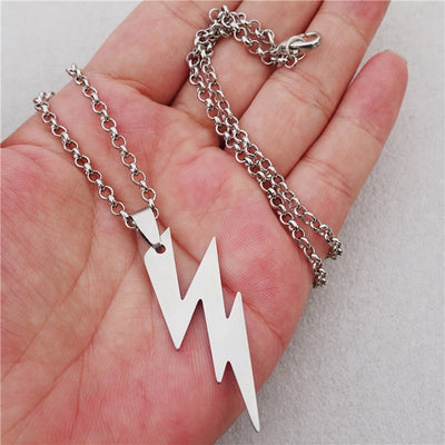 Lightning of Thor Stainless Steel Silver Pendant 18" Cord or 20" Necklace