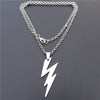 Lightning of Thor Stainless Steel Silver Pendant 18" Cord or 20" Necklace