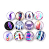 Colorful Feather 10 Pieces Glass Snap Buttons Fit 18 mm Snap Button Jewelry