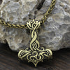 Ornate Viking Art  Large Thor Hammer Zinc Silver or Bronze w/ Chain or Leather Necklace