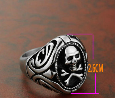 Skull and Cross Bones Stainless Steel Black & Silver Sizes 8-13 Ring