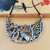 Vintage World Tree, Wolf & Owl Alloy Pendant w/ Leather Cord Necklace