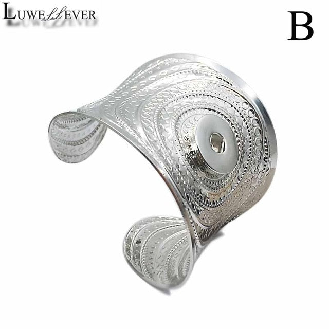 Elegant Vintage Snap Button Cuff 18/20 mm Silver Snap Button