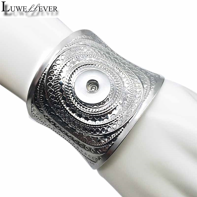 Elegant Vintage Snap Button Cuff 18/20 mm Silver Snap Button