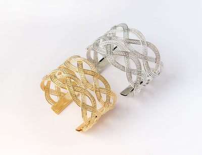 Viking Double Braid Gold or Silver Zinc Cuff Bracelet