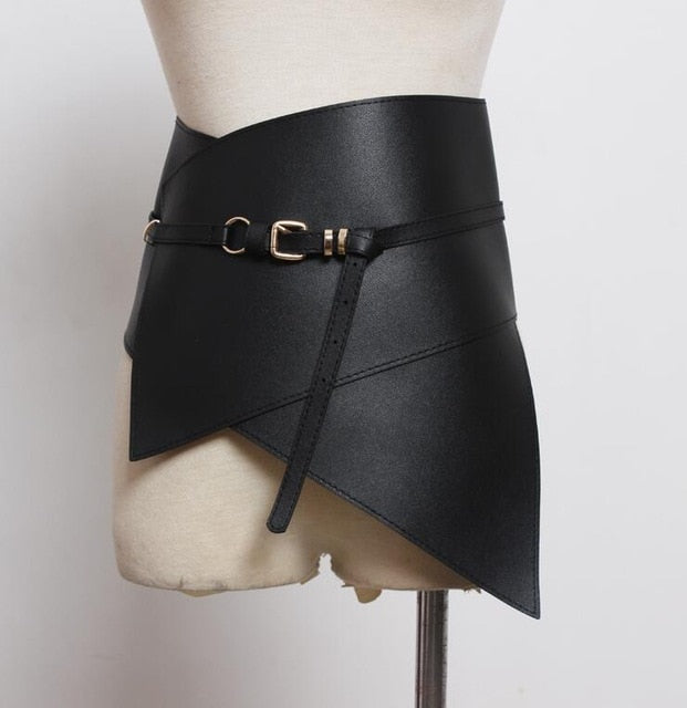 Chic Runway Black Faux Leather Belt Fits Up to 31"