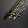 Spear Sword Cross Gold/Black/Silver Stainless Steel 24" Necklace