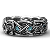 Viking Wolf Blue CZ Stainless Steel Size 7-11 Ring