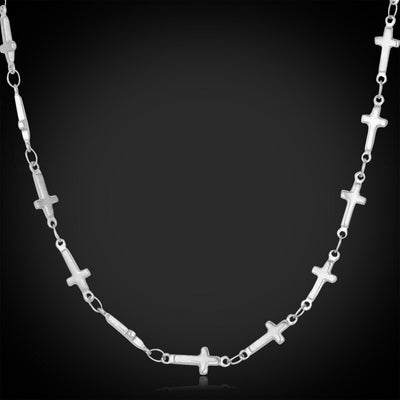 Cross Link Retro Stainless Steel Silver 22.5" Necklace
