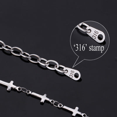 Cross Link Retro Stainless Steel Silver 22.5" Necklace