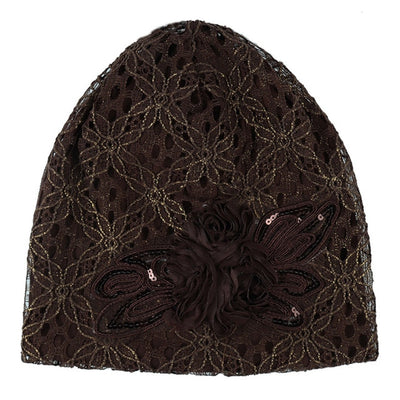 Romantic Vintage Lace Polyester Beanie Turban 5 Colors Hat