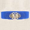 Pretty Retro Blue Stretch Belt w/ Opal & Gold Buckle Fits 24"- 41" Waist