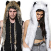 Viking Animal Hat Polyester Fur Hood Scarf w/ Pockets Hat