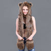 Viking Animal Hat Polyester Fur Hood Scarf w/ Pockets Hat