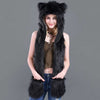 Viking Animal Hat Polyester Fur Hood Scarf w/ Pockets Hat