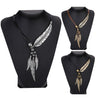 Feathers Alloy Necklace 3 Colors: Brown/Gold Or Black/Gold Or Black/Silver