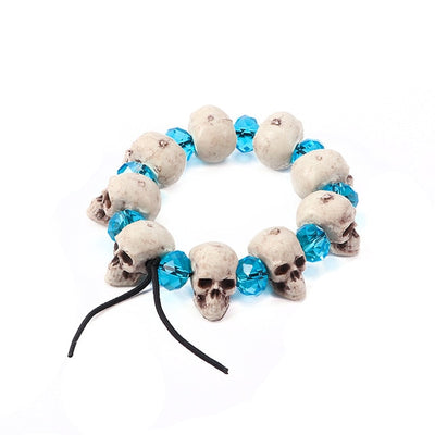 Skull & Blue Lava Stone Bead 16cm Unisex Bracelet