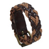 Real Leather & Braided Hemp Rope Bracelet 8"