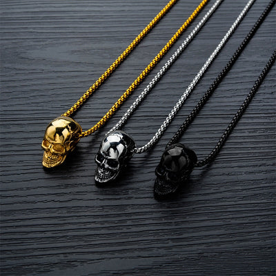 Skull Pendant 1" Stainless Steel 3 Colors w/ 21" Necklace