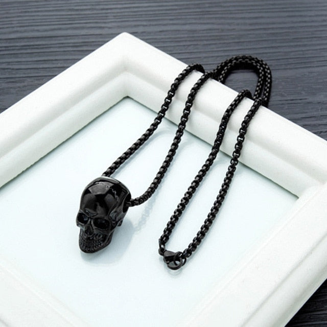 Skull Pendant 1" Stainless Steel 3 Colors w/ 21" Necklace