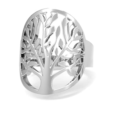 Yddrasil World Tree Silver Stainless Steel Tree of Life Ring SZ 4-12 Unisex
