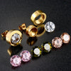 4 Color CZ Set Stainless Steel Silver, Gold or Rose Earrings