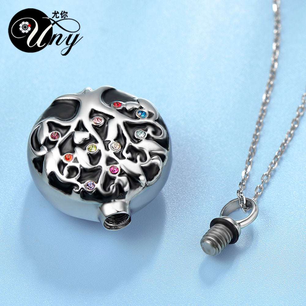 Viking World Tree Stainless Silver Perfume or Ashes Urn 19.5" Necklace Unisex